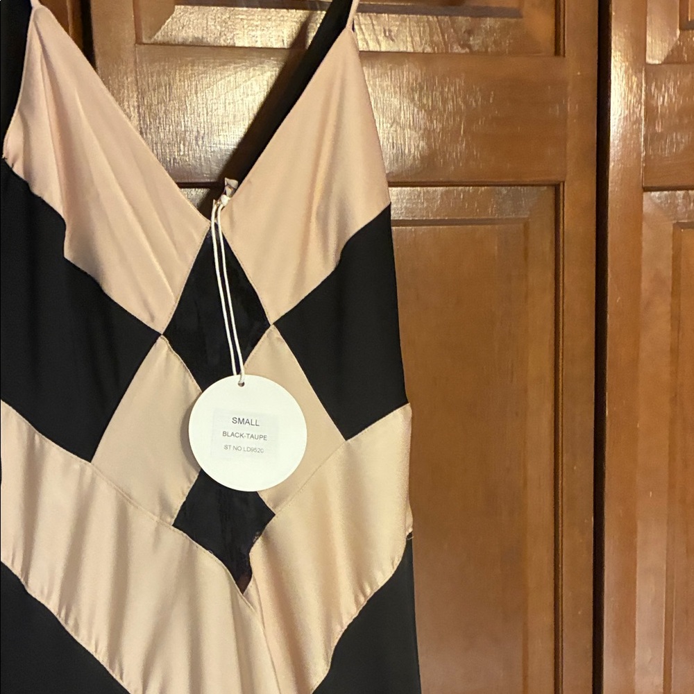 Lulu's Black and Taupe Maxi Dress